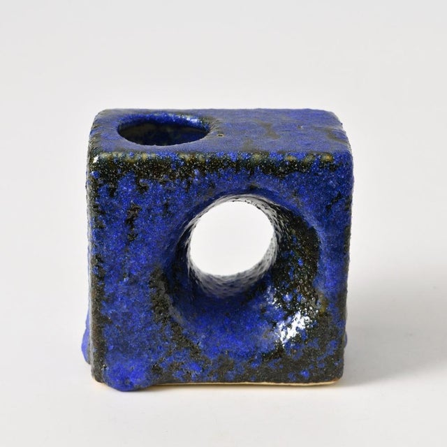 Blue Fat Lava Vase by Marius & Hugo van Woerden for Vest Keramiek, 1960s, in Flawless conditions. Designed 1970 to 1979 I...