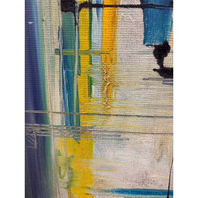 Textile Vintage Abstract Oil Painting For Sale - Image 7 of 10