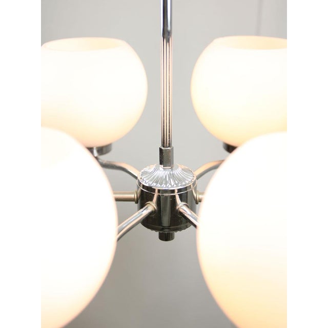 Vintage Italian Chrome and Opaline Chandelier, 1970s For Sale - Image 6 of 15