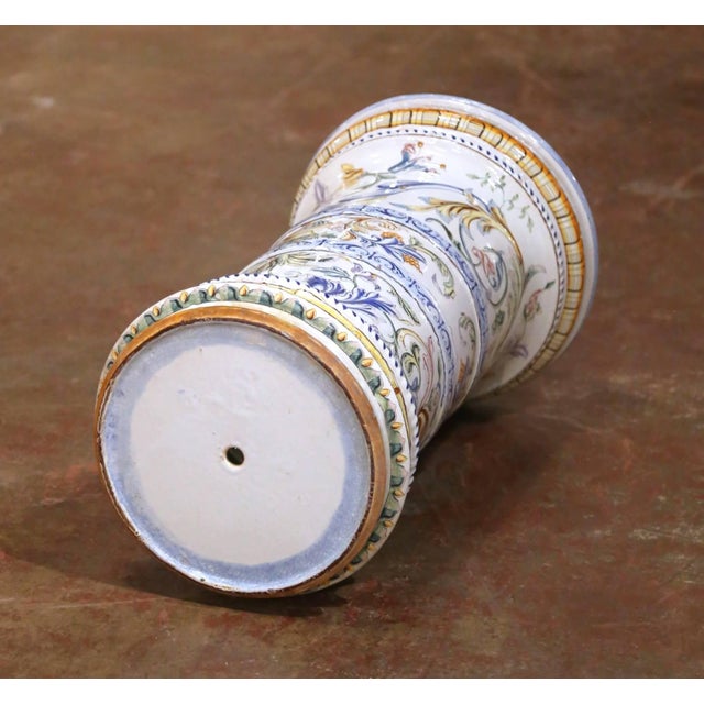 Early 20th Century Italian Faience Pedestal Column With Hand Painted Decor For Sale - Image 12 of 12