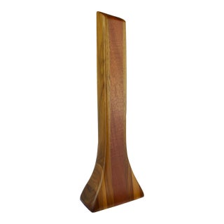 Late 20th Century Handmade Tall Modern Tapered Style Wooden Bud Vase Signed MM For Sale