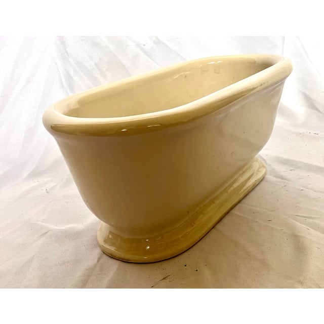 Metal Antique Late 1800s French Porcelain Cast Iron Footed Oval Planter For Sale - Image 7 of 12
