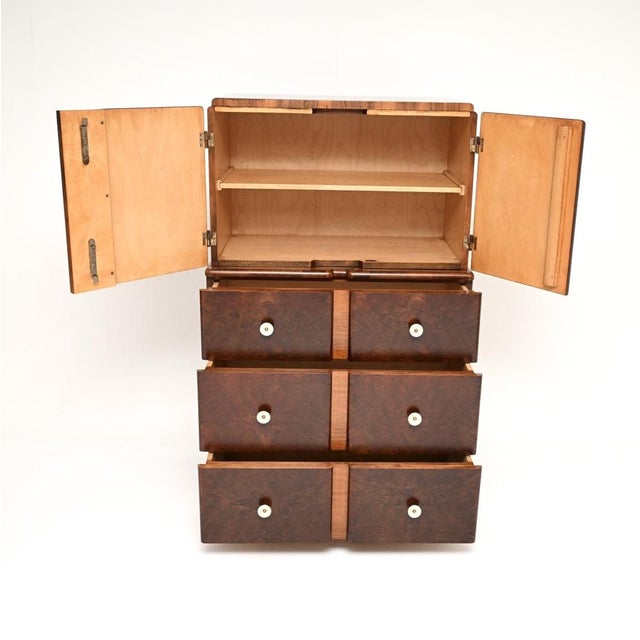 1930s French Art Deco Burr Walnut Cabinet on Chest, 1930s For Sale - Image 5 of 11