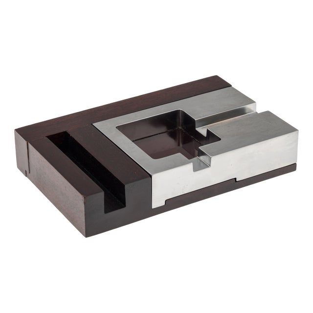 Vintage Italian Mahogany Ashtray by Alfred Dunhill, 1970s For Sale