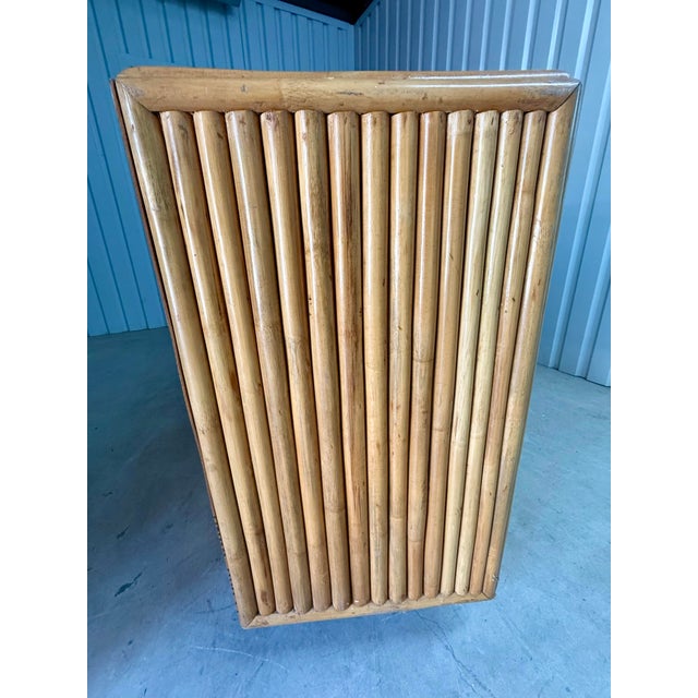 Brown 1970s Crespi-Style Stacked Rattan Lowboy Chest of Drawers For Sale - Image 8 of 12