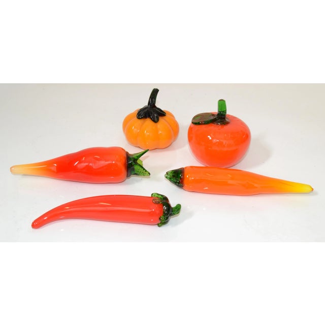 1980 Blown Murano Style Art Glass Set 5 Fruit and Vegetables Italy Mid-Century Modern For Sale - Image 11 of 13