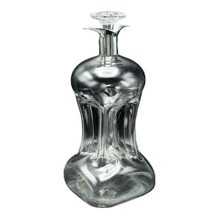 Antique Spirit Decanter, English, Glass, Silver, Port, Brandy Bottle, Edwardian For Sale