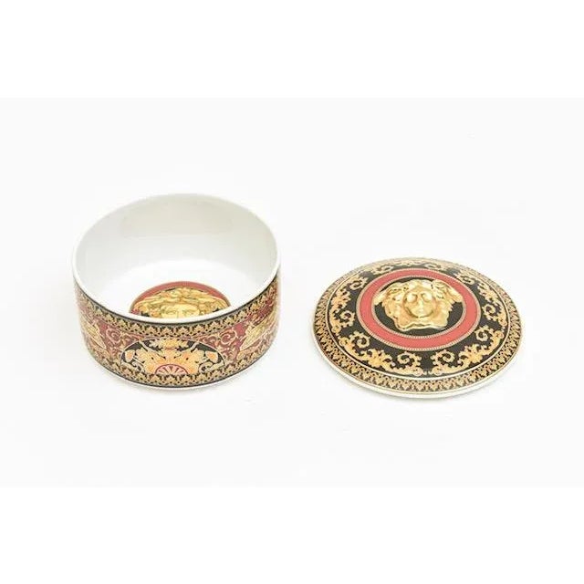 Ceramic 1990's Versace for Rosenthal Medusa Porcelain Box 2 Part Red, Black, Gold For Sale - Image 7 of 12