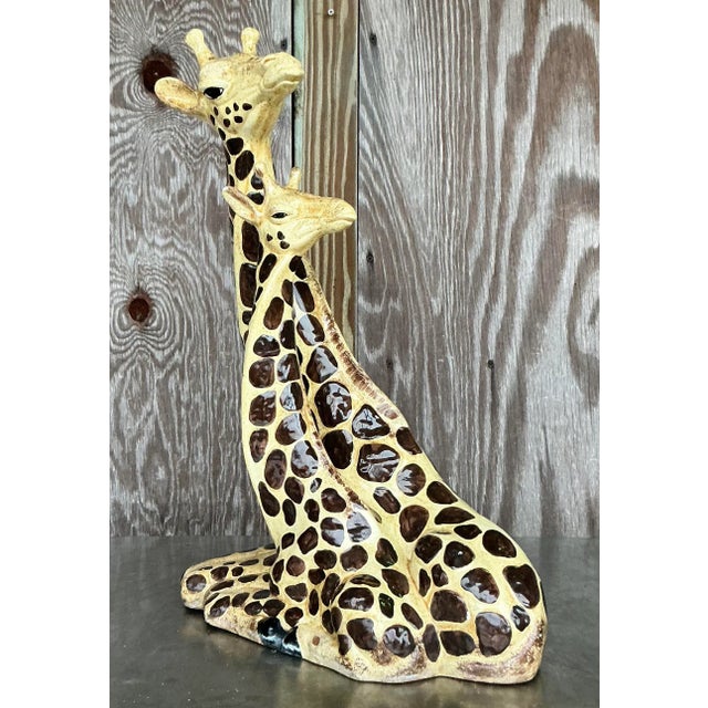 Mid-Century Modern Vintage Boho Glazed Ceramic Giraffe For Sale - Image 3 of 7