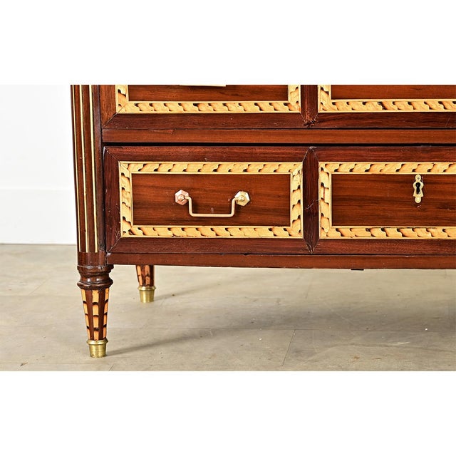 French 18th Century Louis XVI Style Inlay Mahogany Commode For Sale - Image 9 of 15