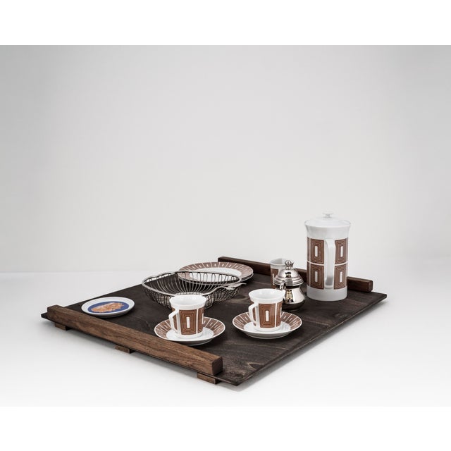Mid-Century Modern Tête-À-Tête for Two on Wooden Tray by Victoria La Couronne for Fürstenberg, 1960s, Set of 14 For Sale - Image 4 of 18