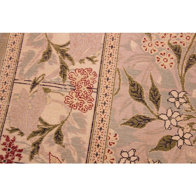 Textile Shabby Chic Floral 1990's Pak-Persian Green/Beige Wool Rug - 6'2'' X 9'3'' For Sale - Image 7 of 9