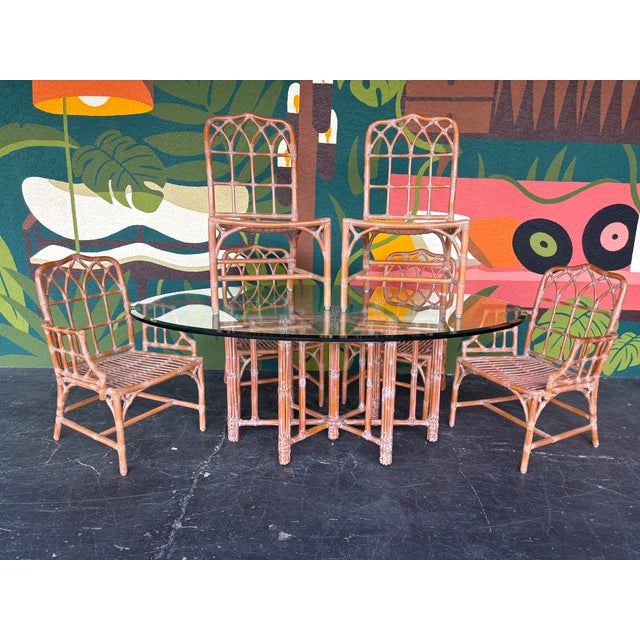 McGuire Bamboo and Leather Dining Set For Sale - Image 15 of 18