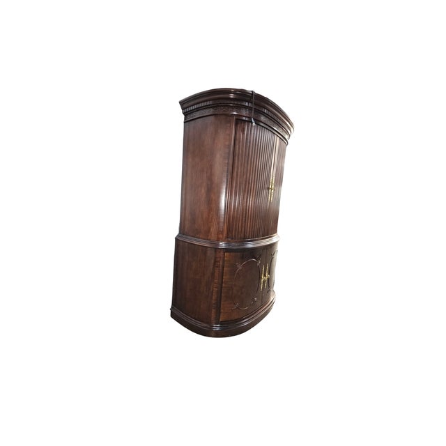 Late 20th Century Furniture Curved Mahogany Tambour Armoire / Bar Cabinet For Sale - Image 12 of 12