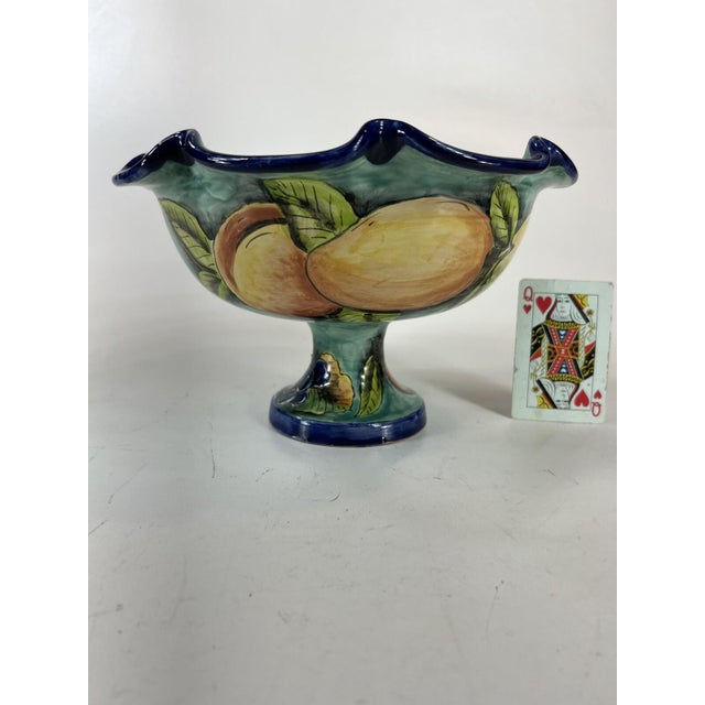 Mid 20th Century Mid 20th Century Fruit Bowl Footed Ceramic, Santa Rosa, Majolica Style, Vantage Mexican Pottery For Sale - Image 5 of 15
