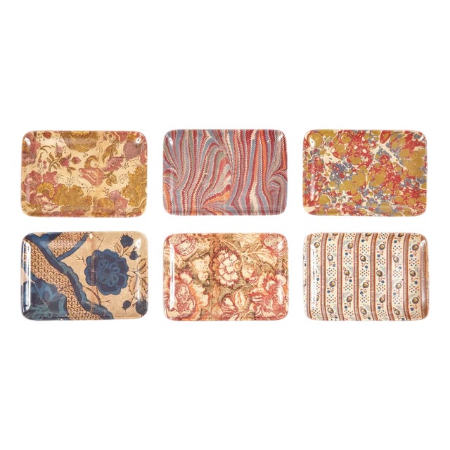 Antique Wallpaper Valet Trays, Set of 6 For Sale