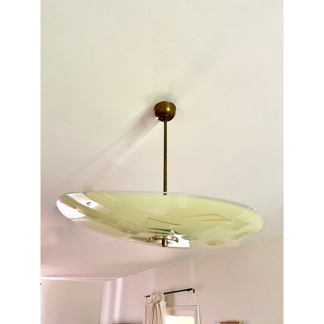 1960s Pale Yellow Asymmetrical Cup-Shaped Pendant Light, 1960s For Sale - Image 5 of 10