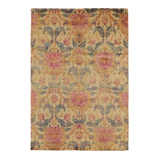 Contemporary Transitional Floral Natural Silk Rug, by Rug & Kilim, India For Sale