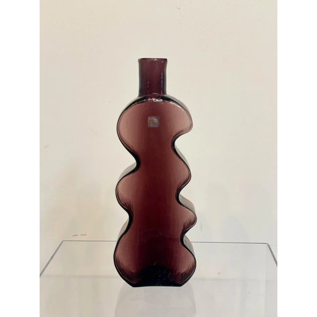 Purple Blenko "Squiggly Wiggly" Vase / Bottle Mod organic lines are the feature of this Vintage vase, designed for Blenko...