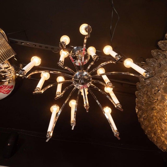Mid-Century Modern 14-Arm Chrome Chandelier by Lightolier For Sale - Image 10 of 10