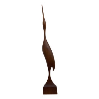 Mid-Century Teak Crane Figurine, 1960s For Sale