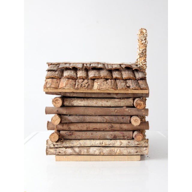Vintage Wood Folk Art Log Cabin Sculpture For Sale - Image 6 of 11