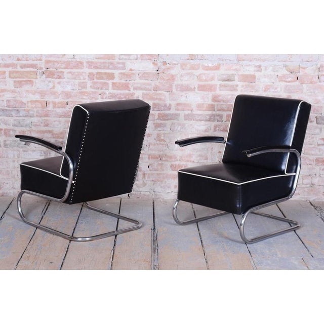 Set of Bauhaus Armchairs in Leather & Chrome from Mücke-Melder, Czech, 1930s For Sale - Image 4 of 14