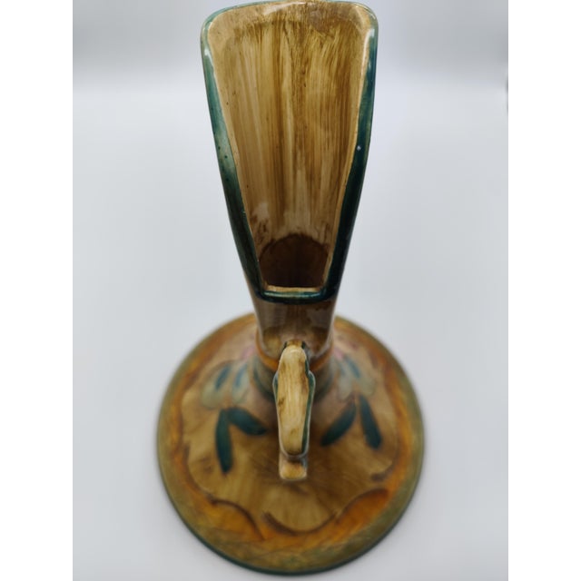 1950s Mid-Century Roman Majolica Carafe with Polychrome Painting, Sgraffito Engravings and Curved Handle, 1950s For Sale - Image 5 of 9