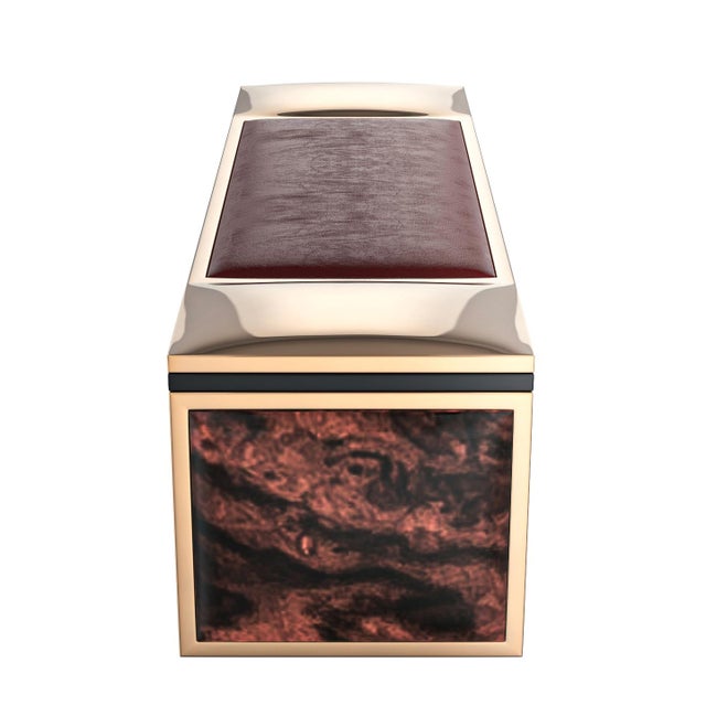 "Incurvato" Bench With Bronze and Burl Walnut, Hand Made For Sale - Image 4 of 7