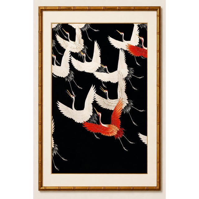Flying Cranes, Vintage Art Print Reproduction, 20" X 30" For Sale In Buffalo - Image 6 of 10