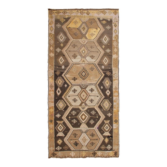 Oversized Vintage Turkish Kilim Rug - 7`5" X 15`5" For Sale