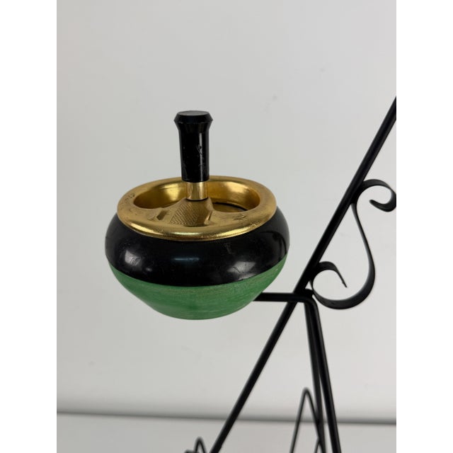 Metal Floor-Standing Ashtray with Magazine Rack in Enameled Wrought Iron, 1950s For Sale - Image 7 of 10