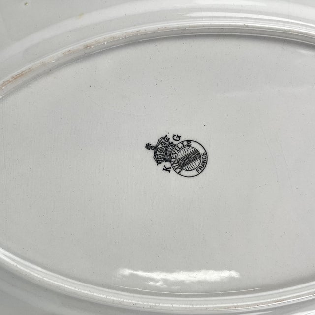 Ceramic Small Oval Réverbère Model Dish with Flat End from KG Lunéville, 1980s For Sale - Image 7 of 8