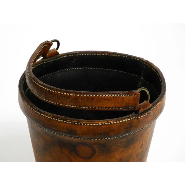 Large Mid-Century Modern Paper Basket in Cowhide, 1960s For Sale - Image 6 of 11