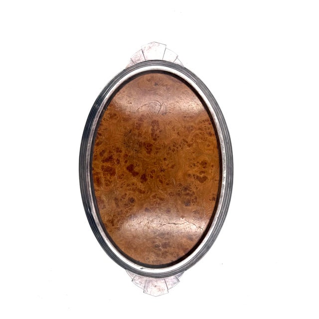 Brown Art Deco Burl Wood Tray, France, 1930s For Sale - Image 8 of 11