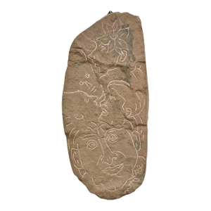 Late 20th Century Eugene Gauss Mid Century Figural Carved Red Stone Picasso Style Wall Sculpture
