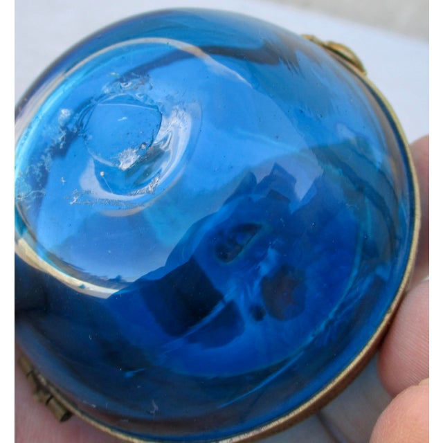 Early 20th Century French Blue Glass Apple Trinket Box Circa 1930s For Sale - Image 5 of 8