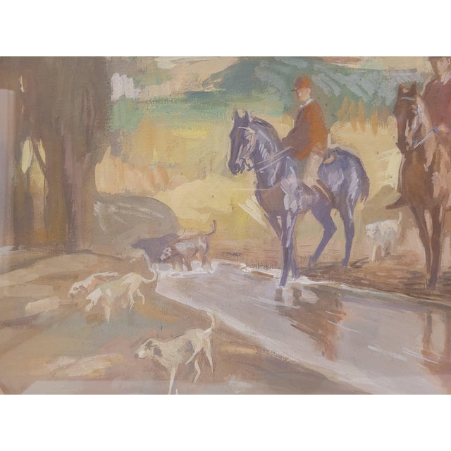 Forest Green Pedro Mozos, Hunting Day, 1950s, Tempera on Cardboard For Sale - Image 8 of 14