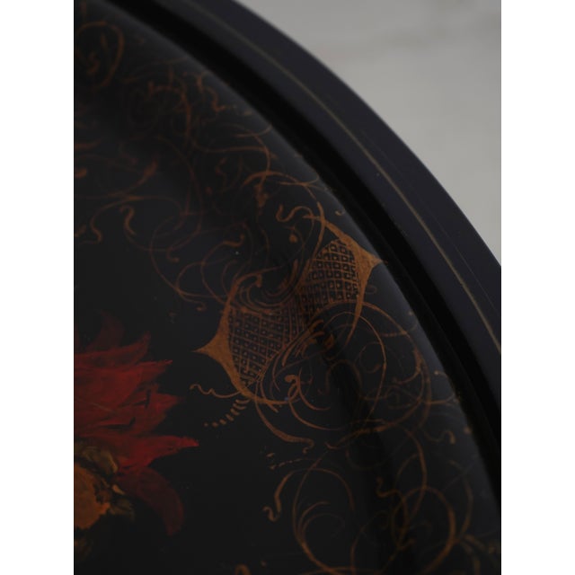 Vintage Black and Gold Toleware Tray Top Table For Sale - Image 9 of 16