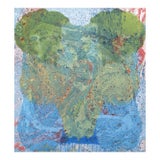 A501a - Large Blue Green Abstract Expressionism Layered Original Artwork by Marco Schmidli For Sale