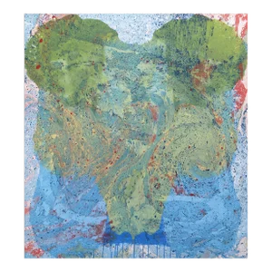 A501a - Large Blue Green Abstract Expressionism Layered Original Artwork by Marco Schmidli
