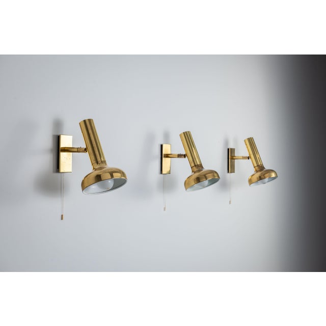 Vintage Brass Adjustable Wall Lamps, 1970s, Set of 3 For Sale - Image 4 of 18