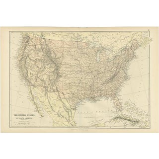 Antique Map of the United States of North America, 1882 For Sale