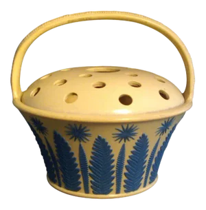 Early 19th Century English Regency Wedgwood Jasperware Cane Potpourri Basket Flower Vase c. 1820 with Smear Glaze