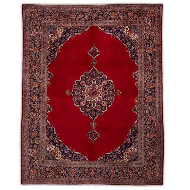 1960s Persian Kashan Area Rug 10’5″ X 13’7″ For Sale - Image 10 of 10