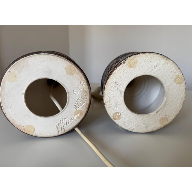 Brown Vintage Stoneware Table Lamps by Jette Hellerøe for Axella, 1960s, Set of 2 For Sale - Image 8 of 9