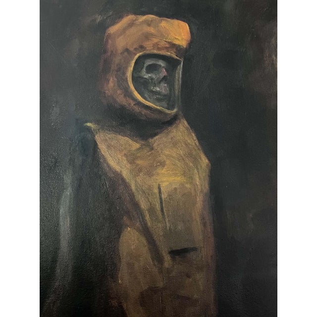 Walt Morton “Zombie Painting” 1995 Oil Study, Surreal, Dead Astronaut, 24x36 For Sale - Image 9 of 15