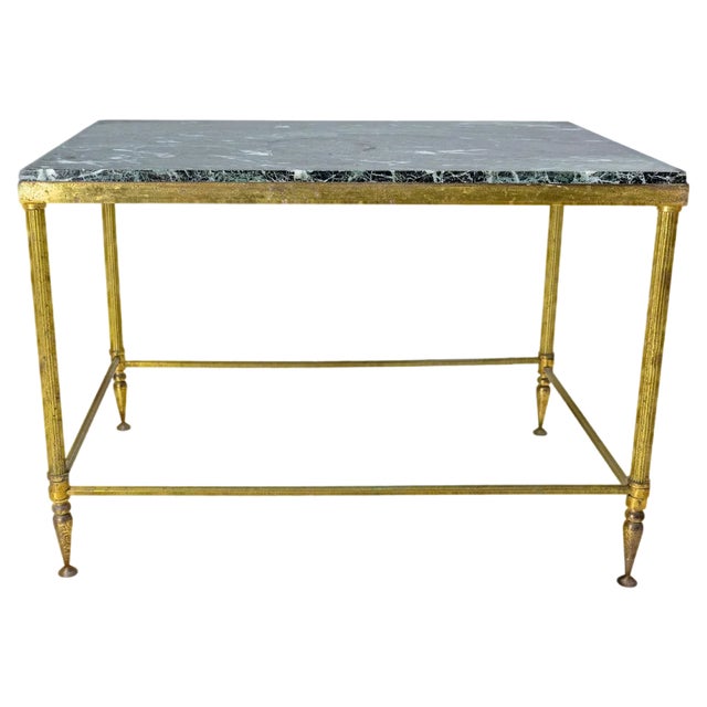 Mid-Century Marble and Gilt Brass Coffee Table from Maison Jansen, France For Sale