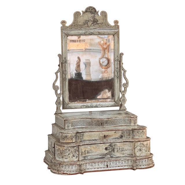 Cream Exceptional 18th Century Venetian Dressing Table Mirror / Table Top Vanity For Sale - Image 8 of 16