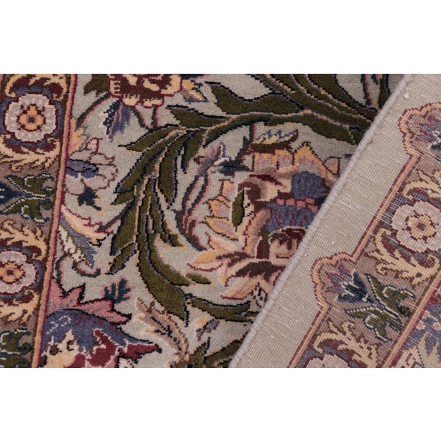 Textile Shabby Chic Floral 1990's Pak-Persian Green/Green Wool Rug - 2'2'' X 4'1'' For Sale - Image 7 of 9